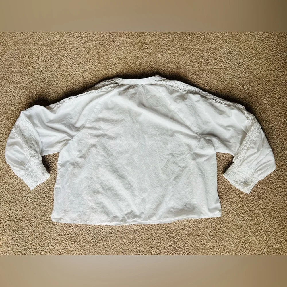 Lace Inset Embroidered Cotton Top - Picture 6 of 8